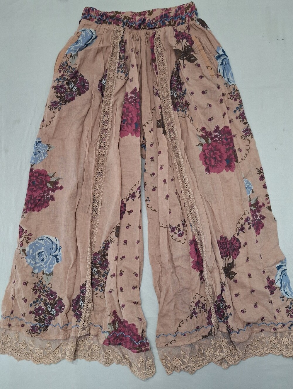 Free People Intimately Flowy Floral Lace Wide Leg Sleep Palazzo Pants S